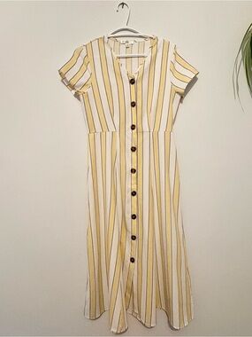 Vintage Downeast classic Butter Yellow Button-Front Midi Dress